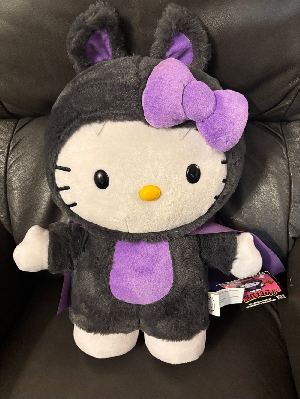 Hello Kitty Plush in Black with Purple Accents